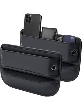Premium Leather Car Seat Gap Filler Organizer - 2 Pack for SUVs & Trucks